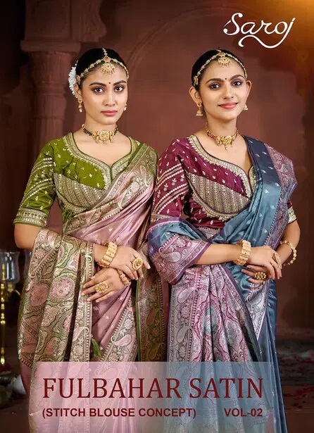 Saroj Fulbahar Satin Vol 2 Siroski Work Silk Wedding Saree