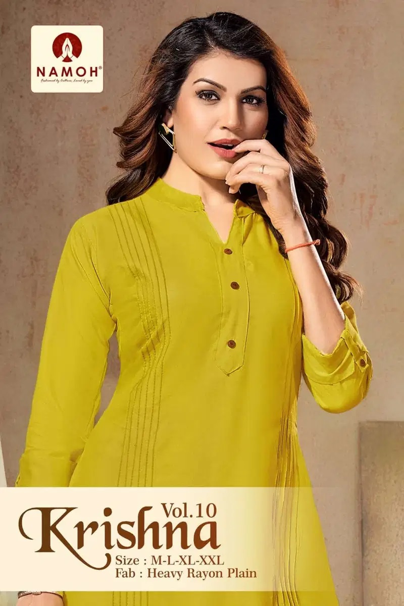 Namoh Krishna Vol 10 Daily Wear Plain Short Kurti Collection