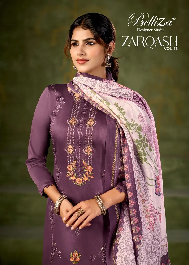 Belliza Zarqash Vol 16 Jam Cotton Designer Dress Material