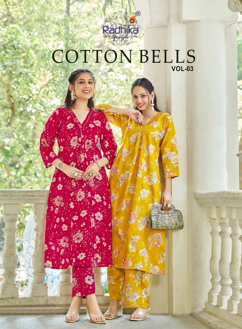 Radhika Cotton Bells Vol 3 Printed Kurti With Bottom Collection