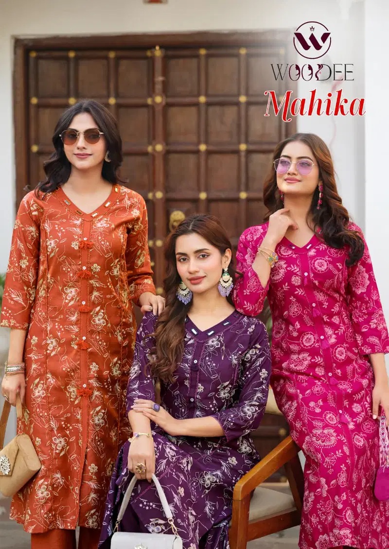Woodee Mahika Viscose Printed Kurti With Bottom