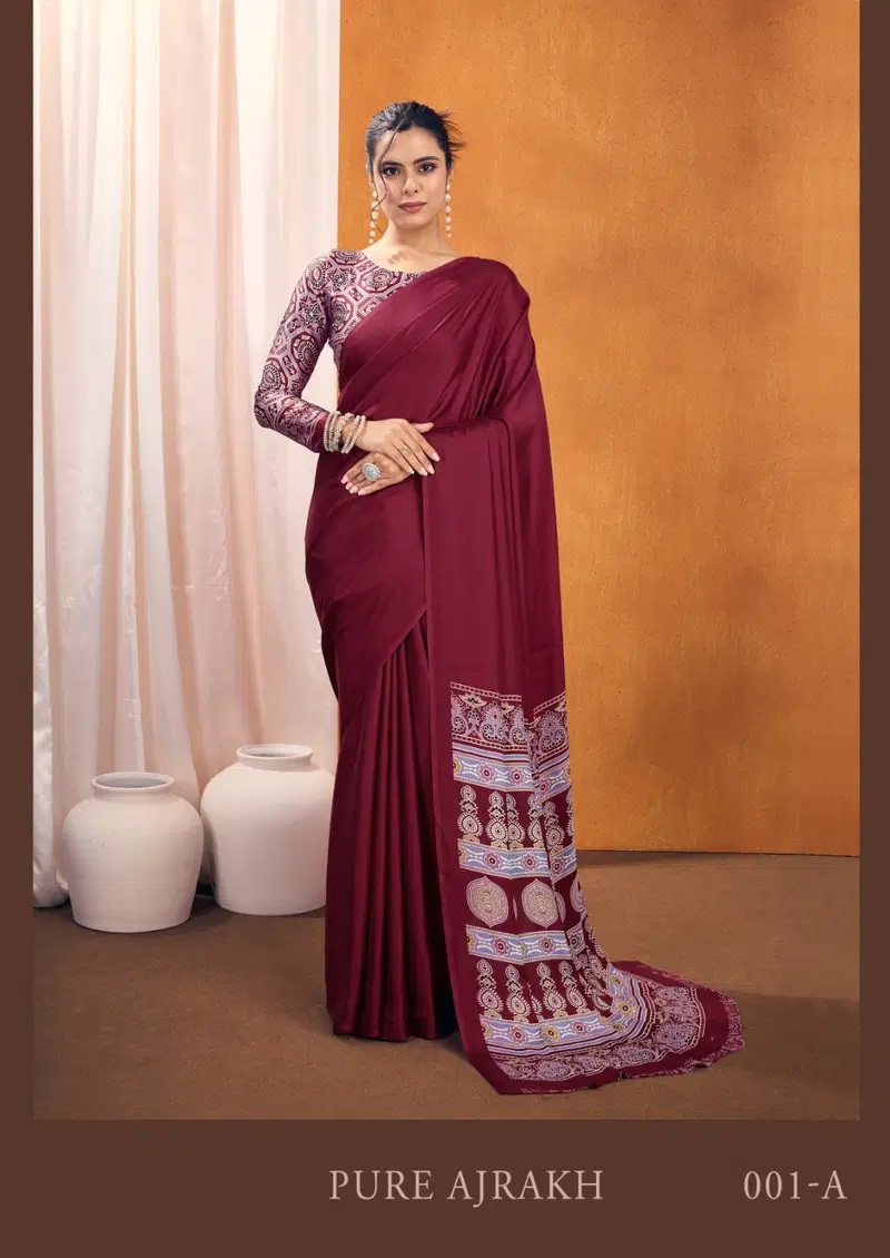 Pure Ajrakh 001 A To E Modal Ajrakh Printed Saree Collection