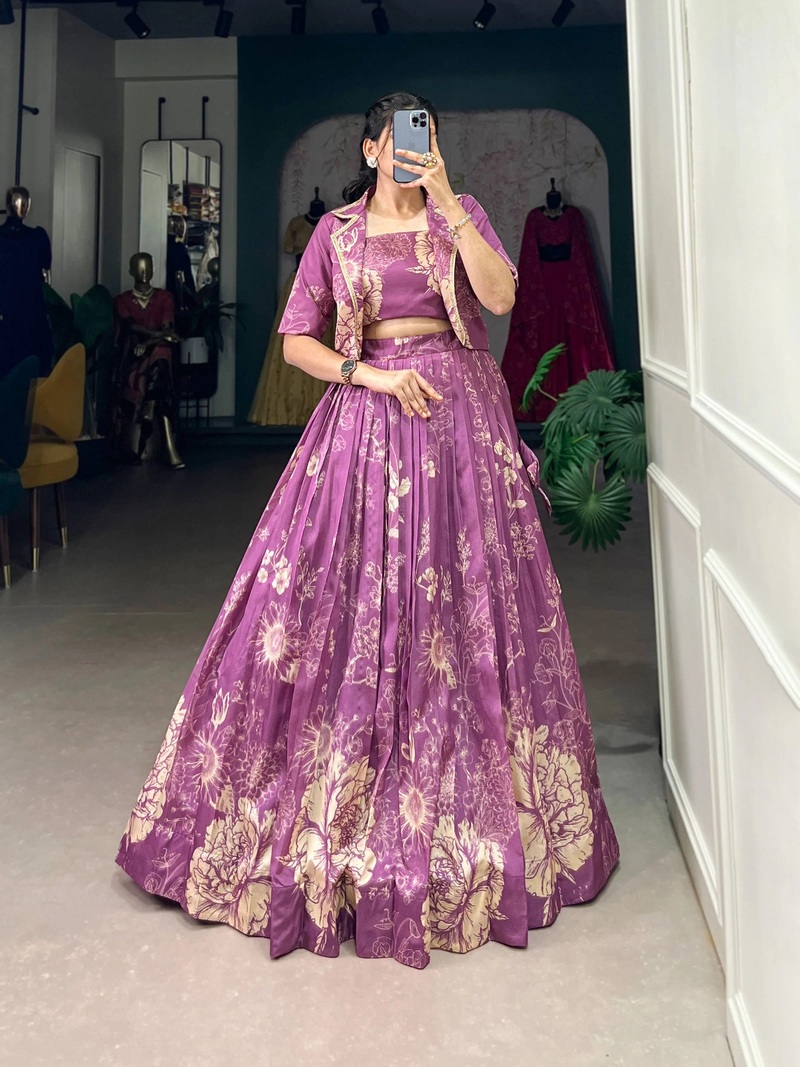 Taraa L 1129 Tasar Silk Printed Indo Western Collection