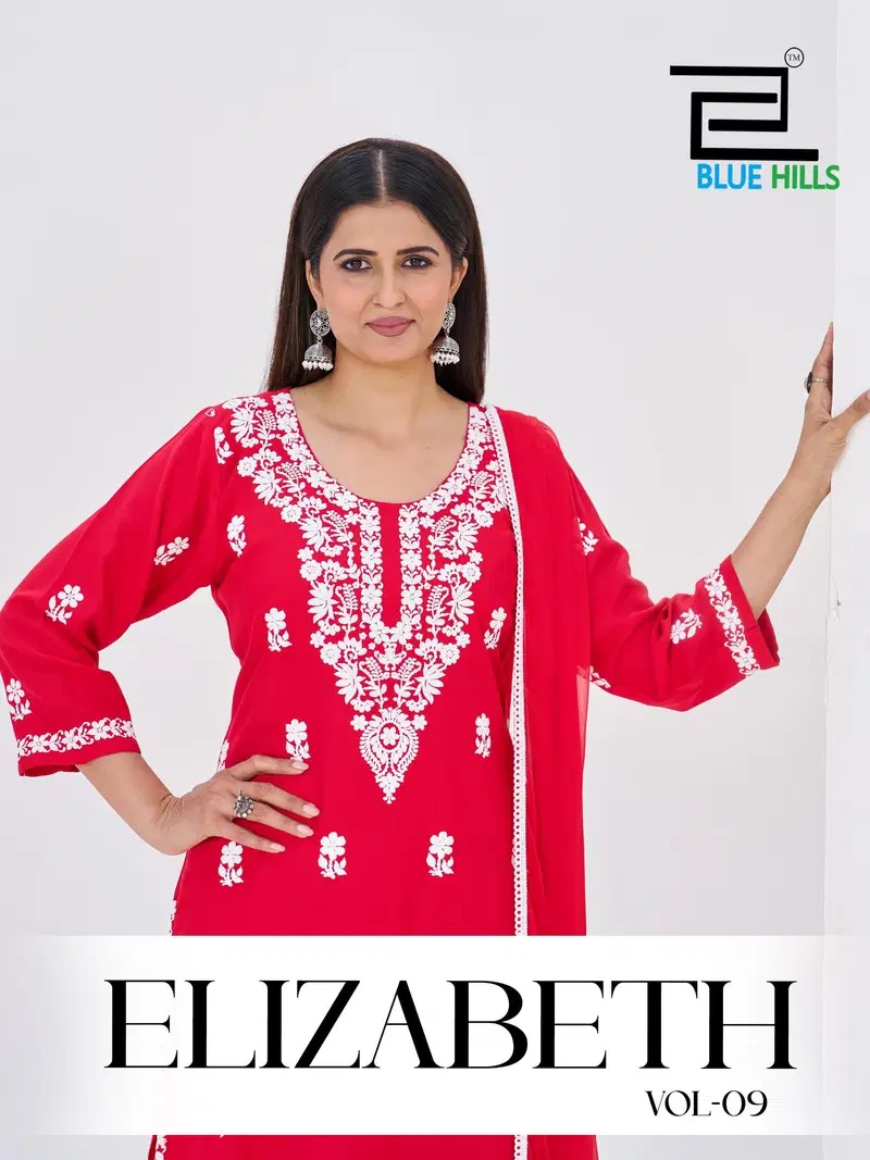 Blue Hills Elizabeth Vol 9 Thread Worked Kurti With Bottom Dupatta Set
