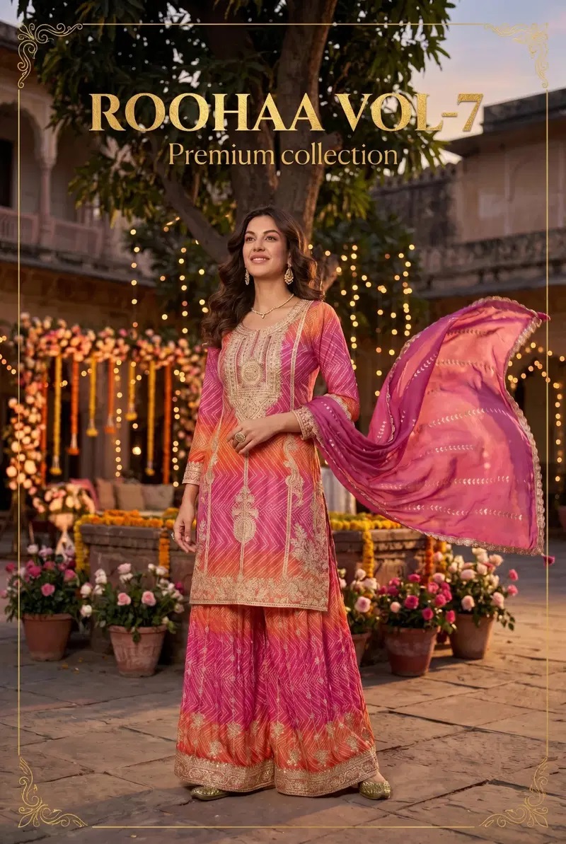 Roohaa Vol 7 Chinon Silk Designer Salwar Suits Collection