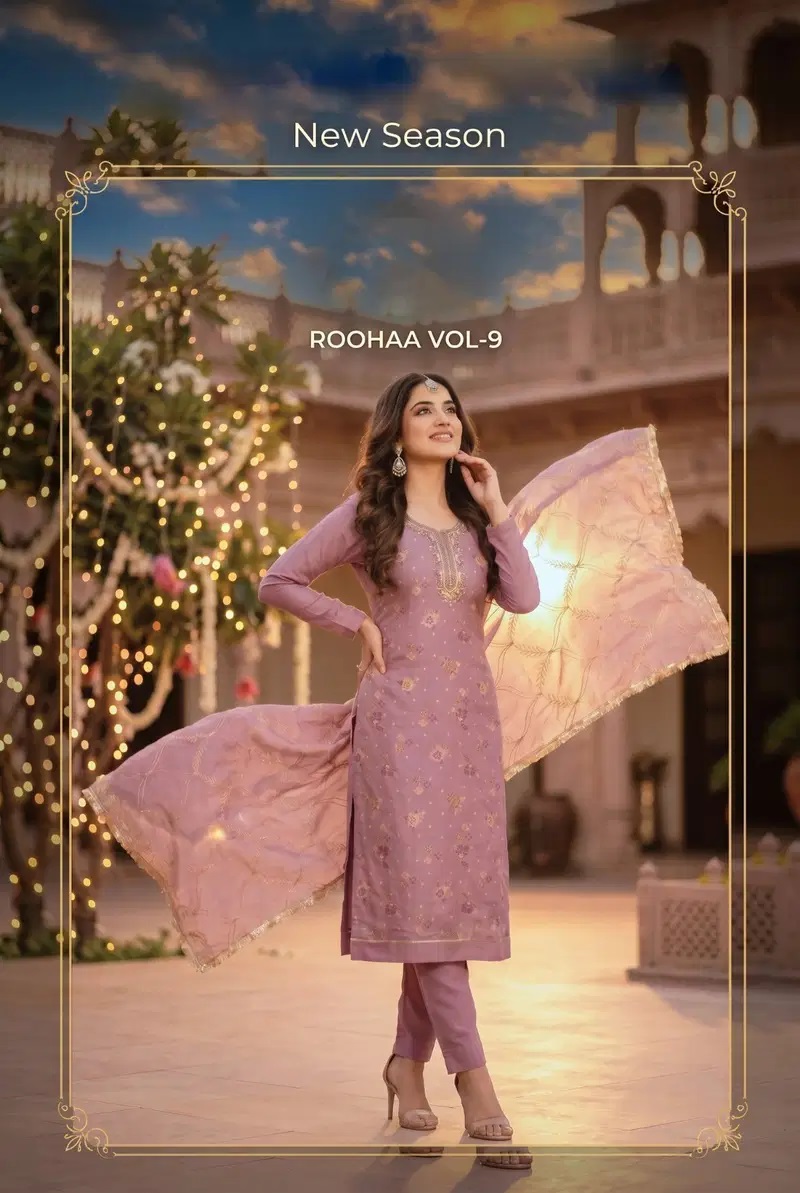 Roohaa Vol 9 Modal Cotton Handworked Kurti With Bottom Dupatta