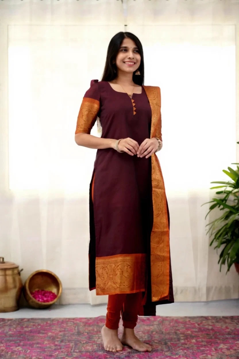 Sa Kayal Kanchi Cotton Kurti With Dupatta Collection
