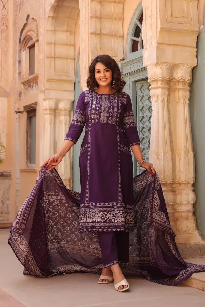 Naisha K 927 Cotton Kurti With Bottom Dupatta