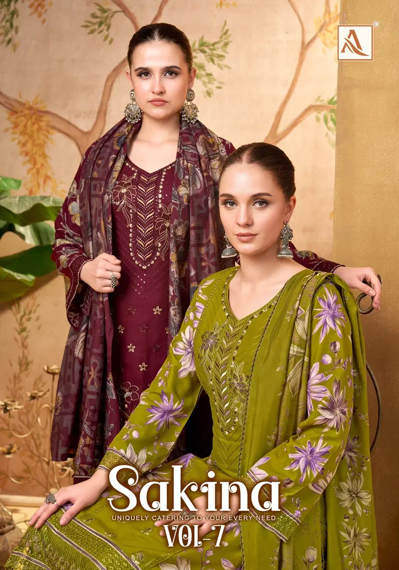Alok Sakina Vol 7 Viscose Embroidery Work Dress Material