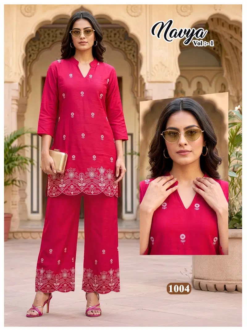 Navya Vol 1 Vertican Silk Kurti With Bottom Collection