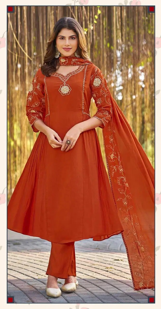 Ladies Flavour 3417 Mul Chanderi Kurti Set Low Price
