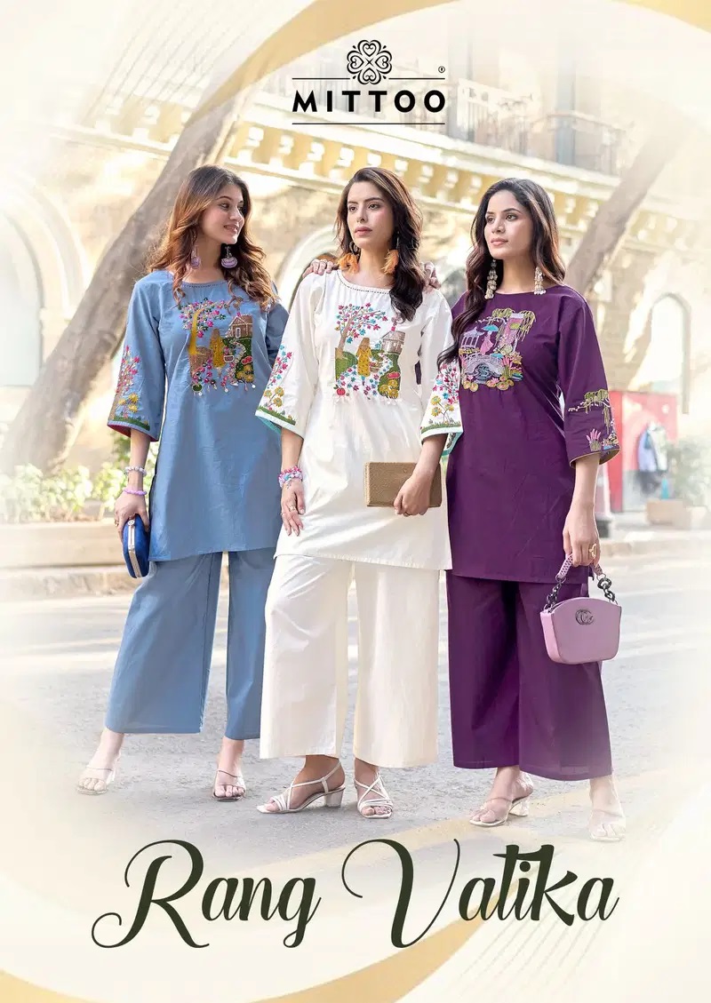 Mittoo Rang Vatika Cotton Hand Work Co Ord Set Collection