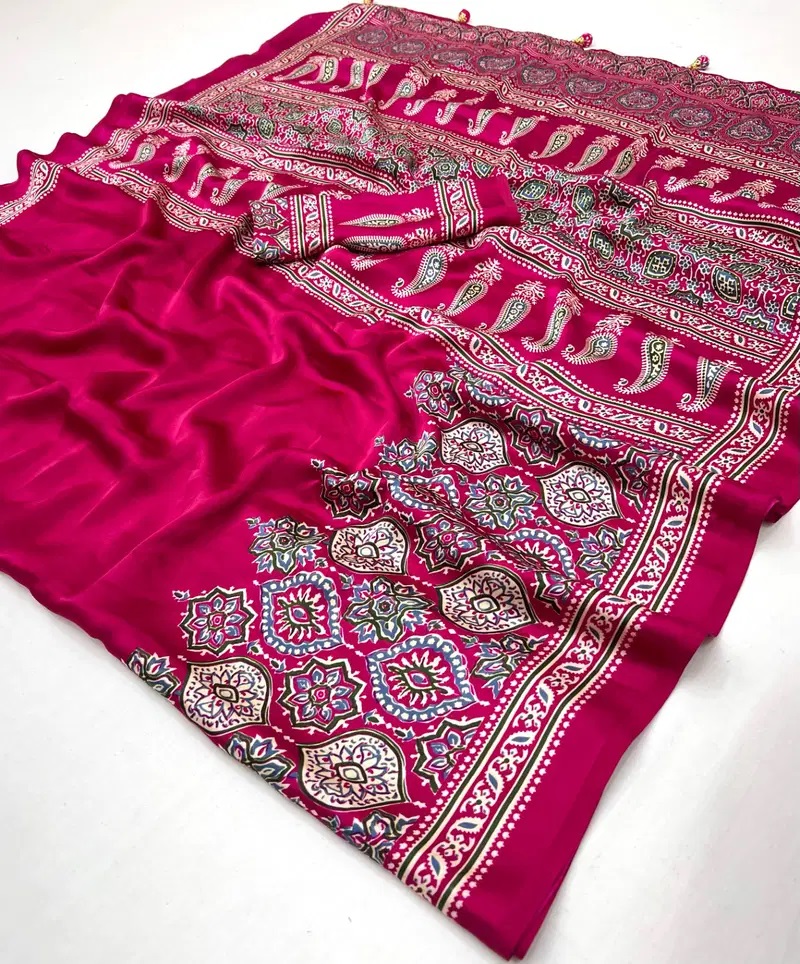 Lux Vol 36 Modal Ajrakh Printed Saree Below 500