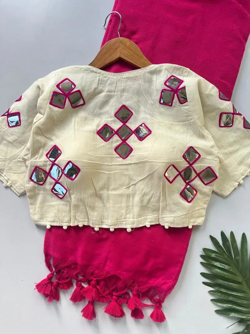 Khadi Vol 18 Nx Thread Worked Blouse With Khadi Cotton Saree
