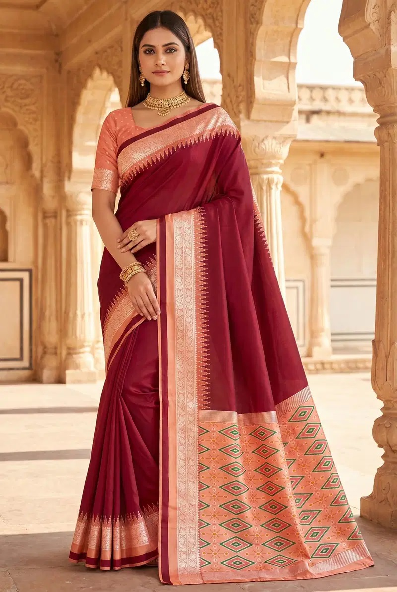 Mb 261 Blend Zari Patola Silk Pallu Saree Collection