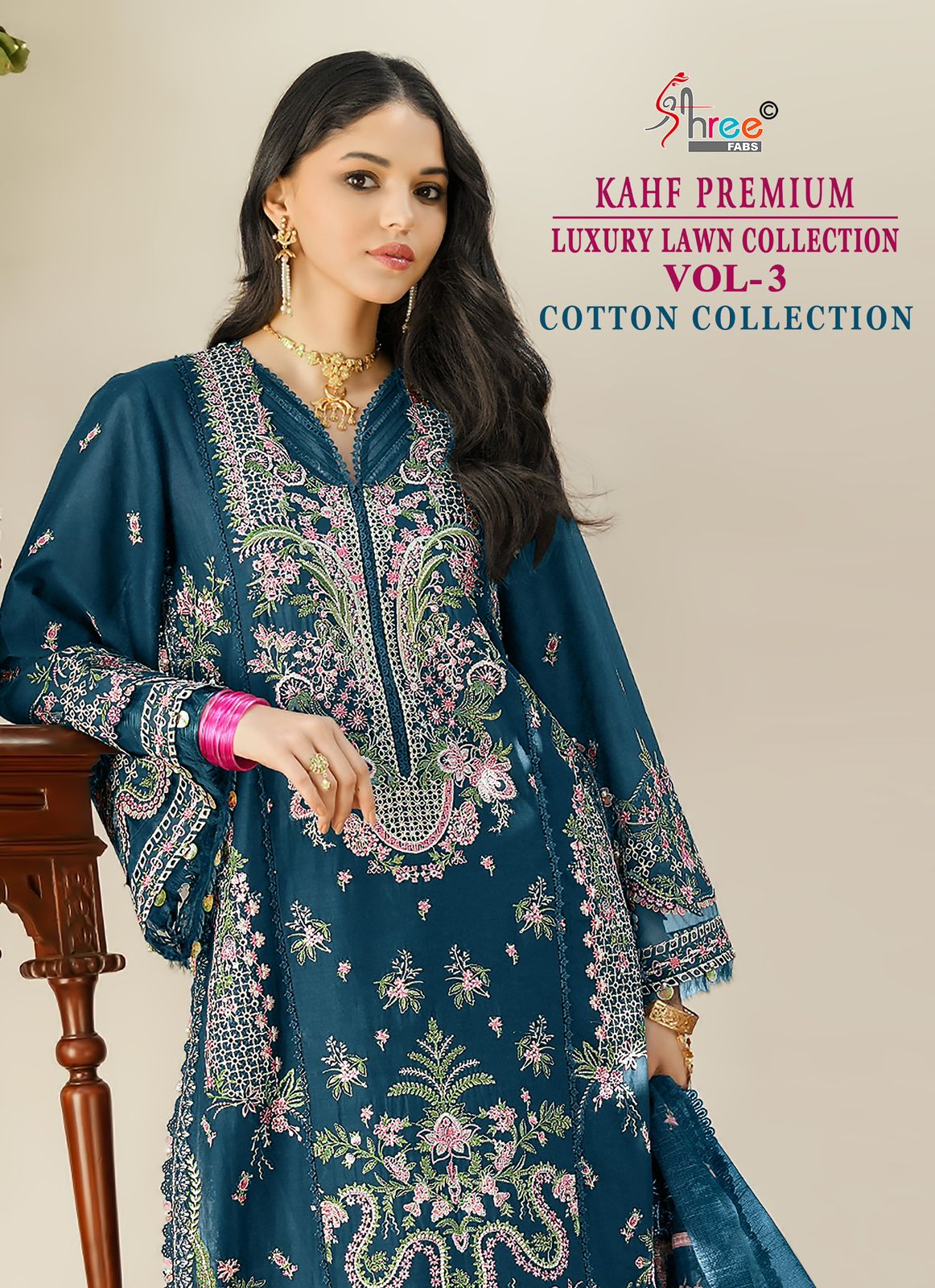 Shree Kahf Luxury Lawn Collection Vol 3 Pakistani Suits With Cotton Dupatta