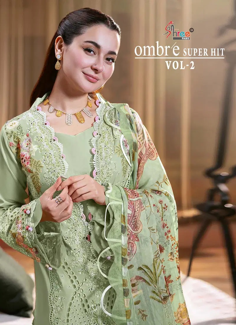 Shree Ombre Super Hit Vol 2 Embroidered Pakistani Suits Chiffon Duaptta