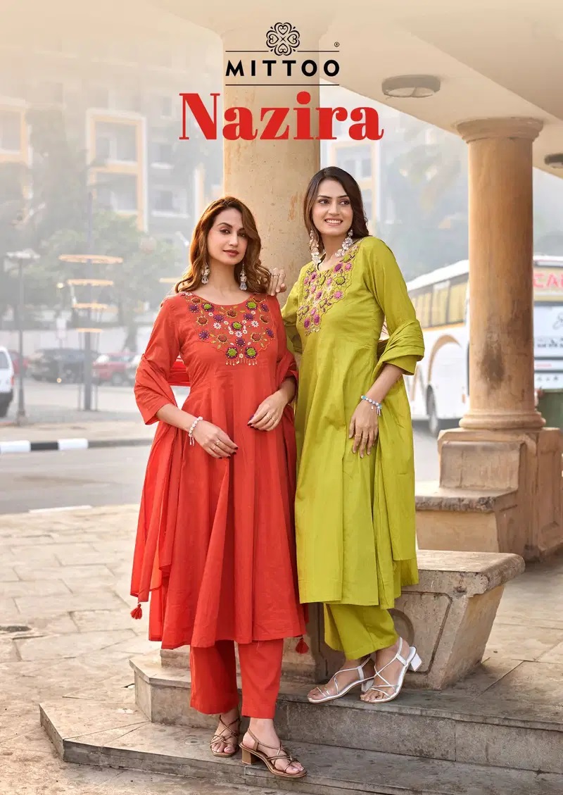 Mittoo Nazira Handwork Kurti With Pant Dupatta Collection