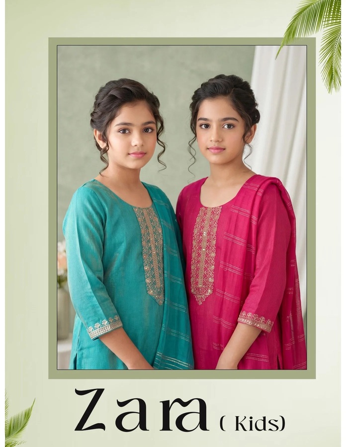 Zara Kids Simmar Embroidered Girls Kurti Set With Dupatta Online