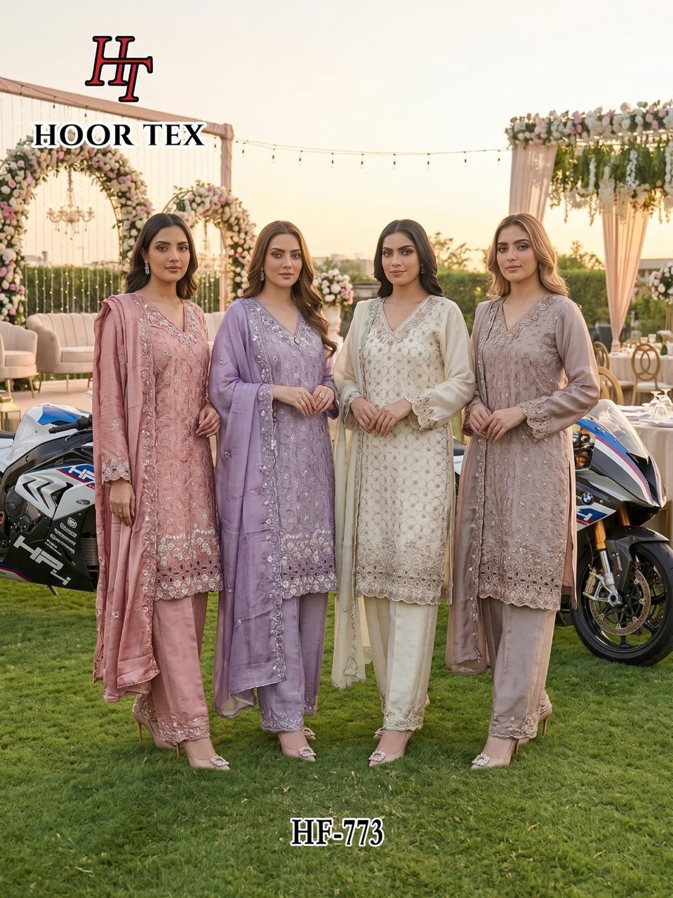 Hoor Tex 773 A To D Chinon Embroidered Work Readymade Salwar Suits