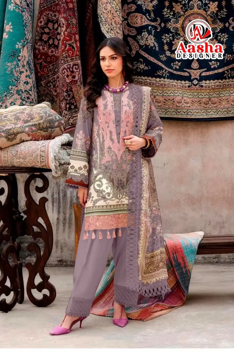 Aasha 1220 A And B Chiffon Dupatta Embroidered Salwar Kameez