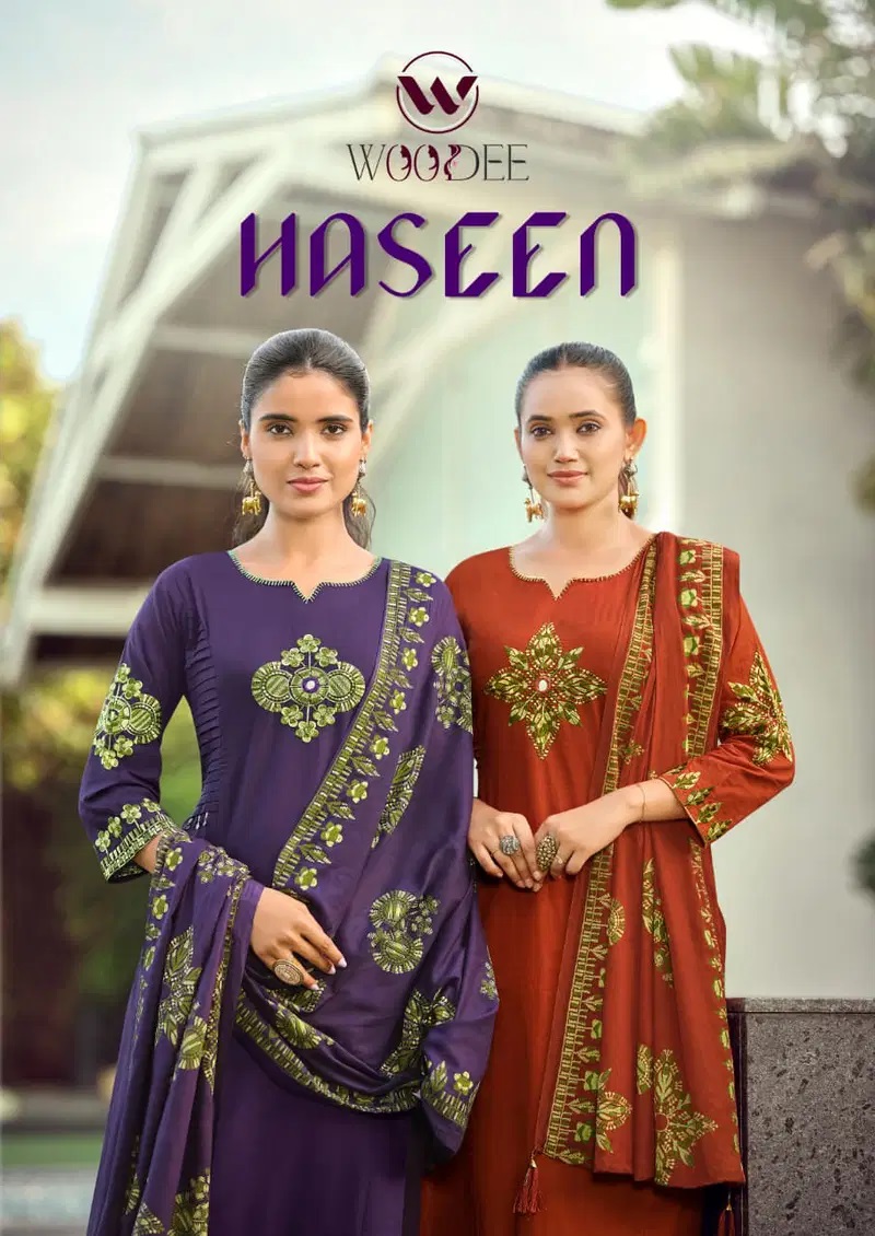 Woodee Haseen Thread Worked Kurti With Bottom Dupatta