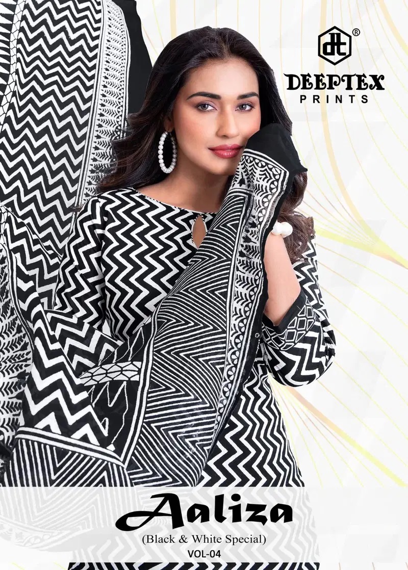 Deeptex Aaliza Black And White Vol 4 Cotton Readymade Dress