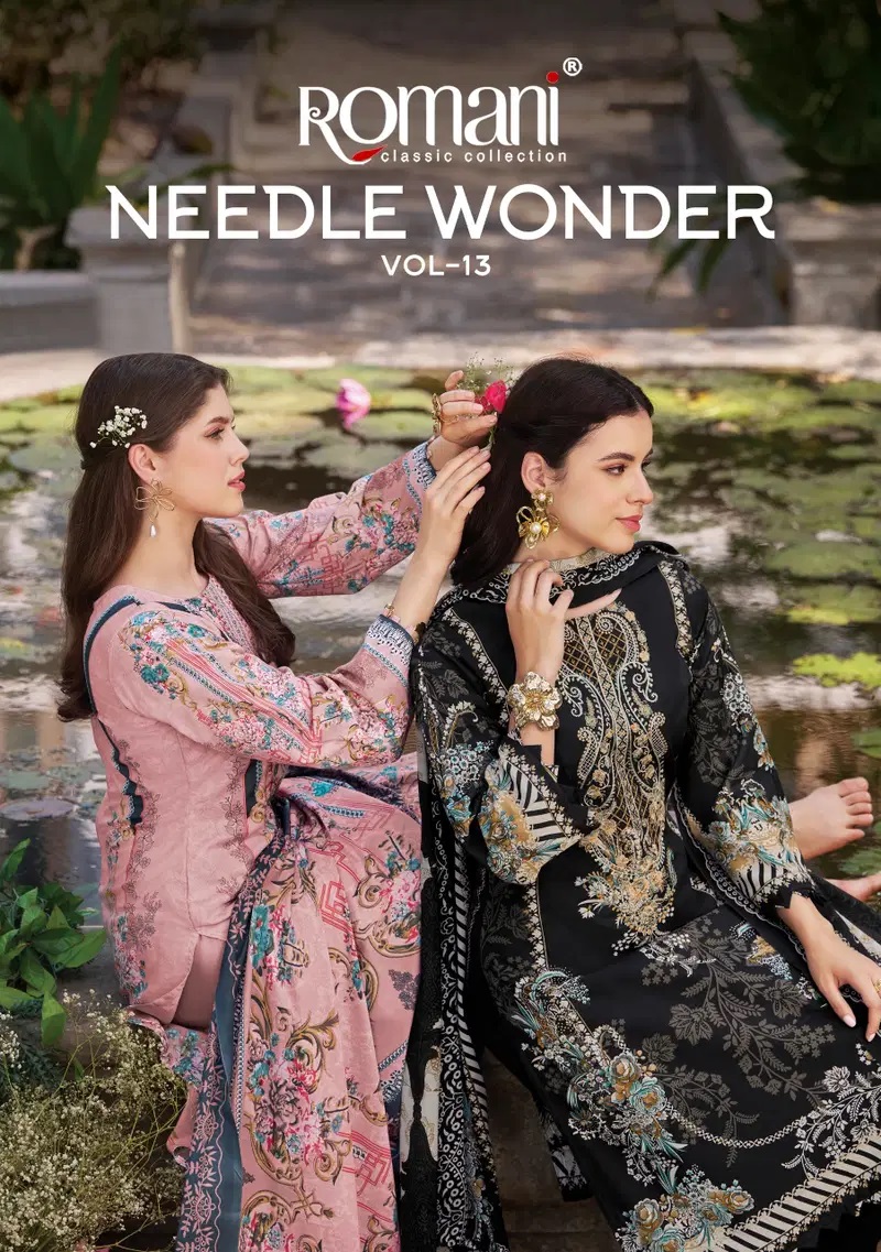 Romani Needle Wonder Vol 13 Cotton Embroidered Dress Material