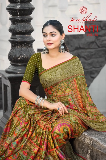 Kashvi Shanti Vol 14 Bright Printed Saree Collection