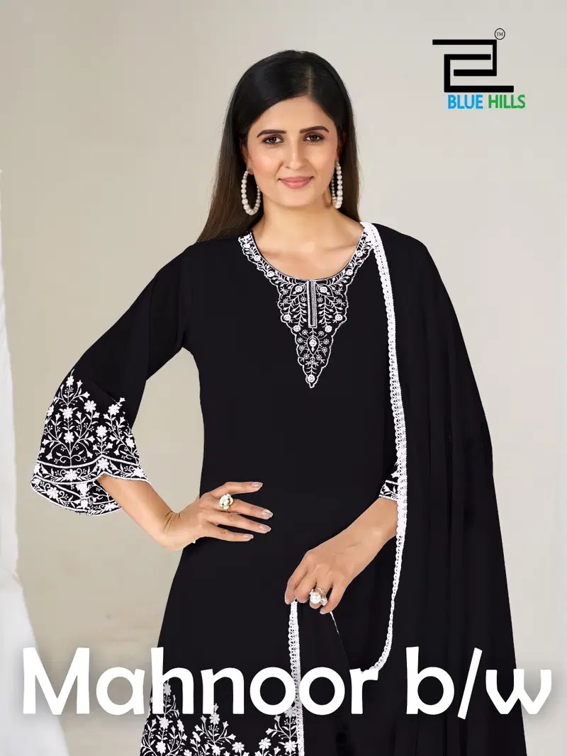 Mahnoor BW Thread Worked Kurti Pant Set With Dupatta
