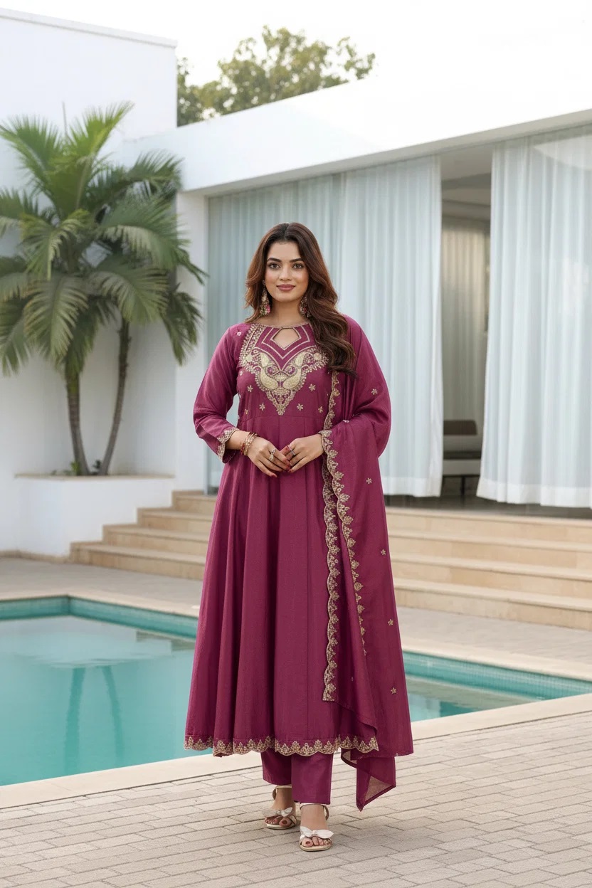 Harshita 01 Cp Embroidered Kurti With Bottom Dupatta