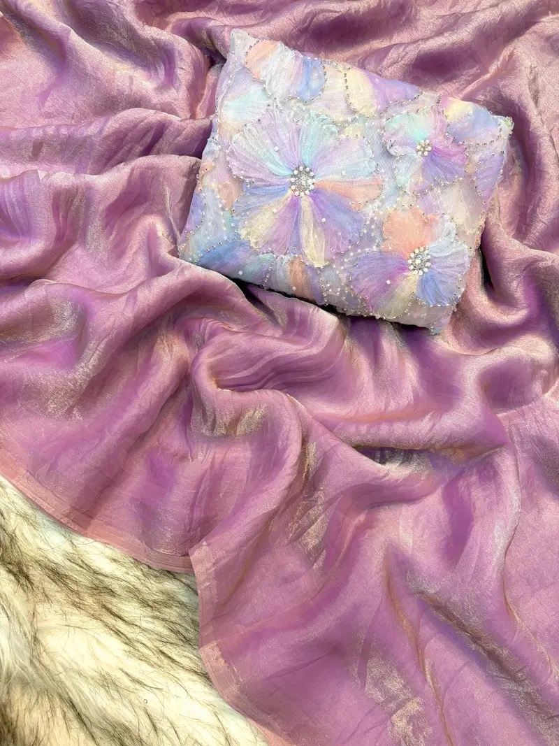 Kc 413 Satin Silk Beads Work Designer Saree Collection