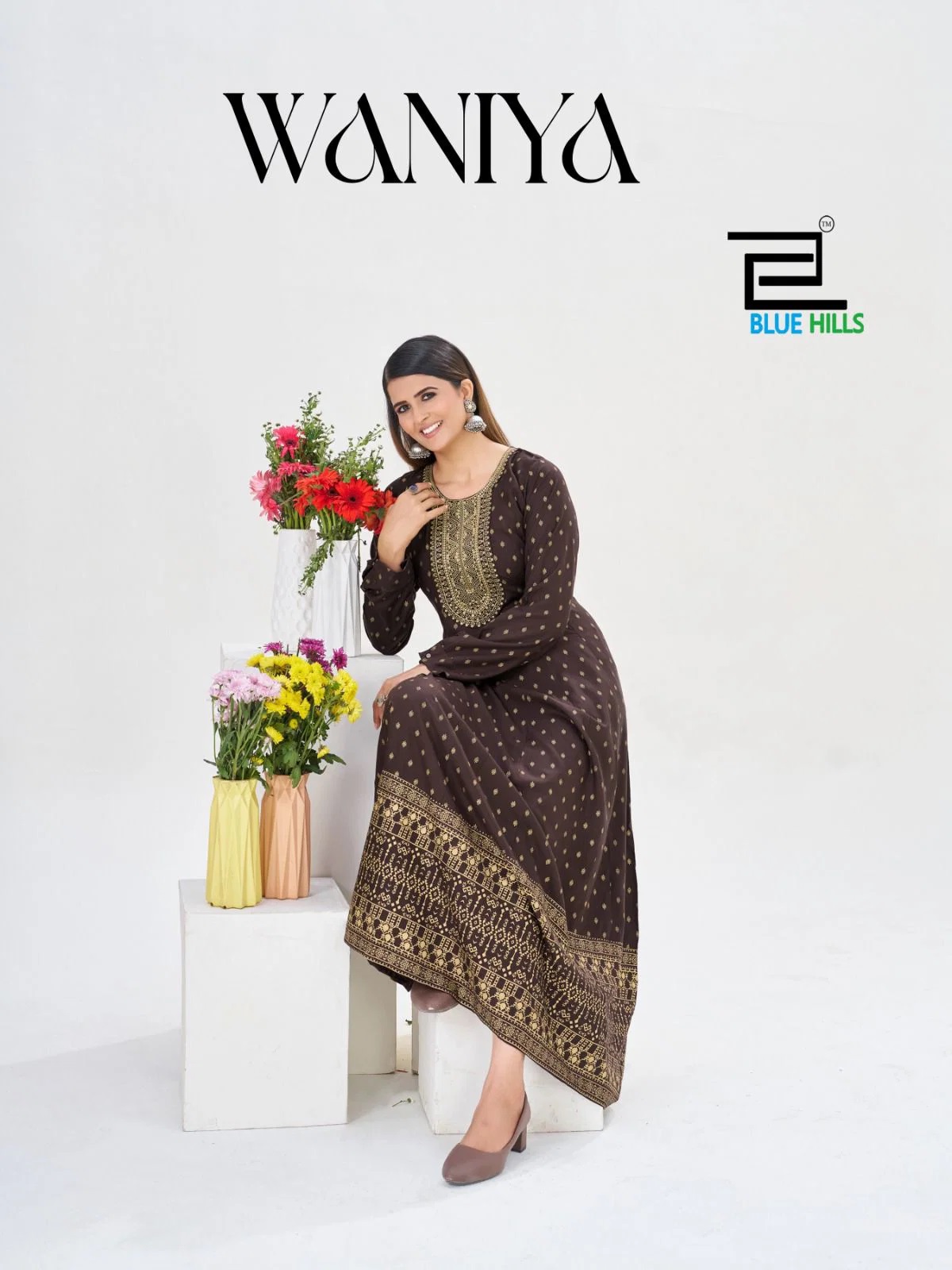 Blue Hills Waniya Rayon Printed Anarkali Kurti Collection