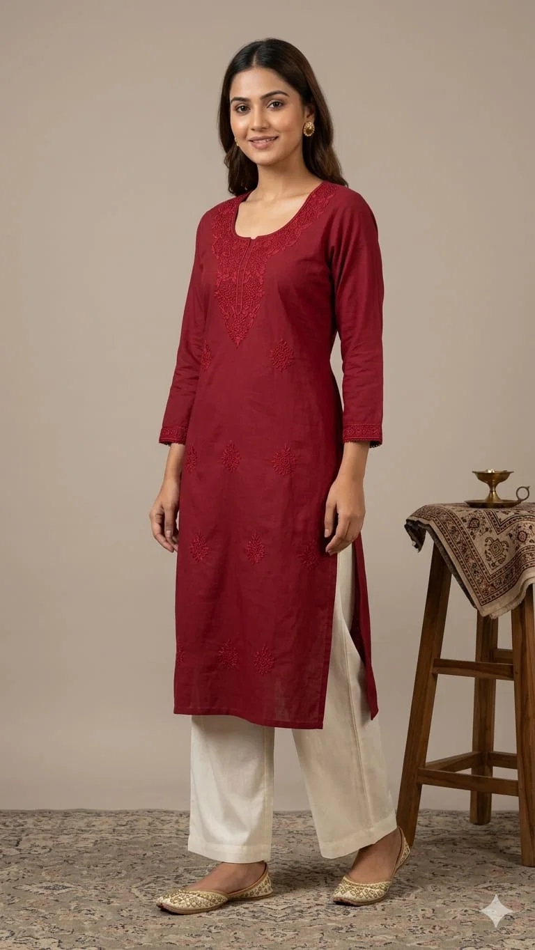 Nisha 1009 Vol 2 Cotton Self Embroidered Kurti Collection