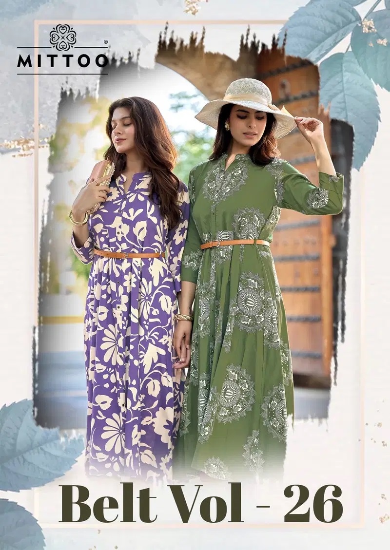 Mittoo Belt Vol 26 Rayon Printed Stylish One Piece Kurti