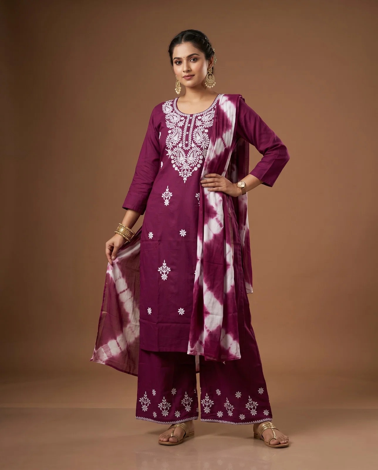 Nisha K 1014 Lucknowi Kurti With Botttom Dupatta