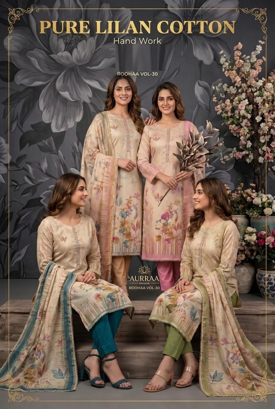 Roohaa Vol 30 Linen Printed Kurti With Bottom Dupatta