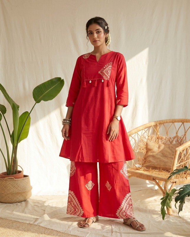 Nisha K 1028 Cotton Casual Wear Kurti With Bottom