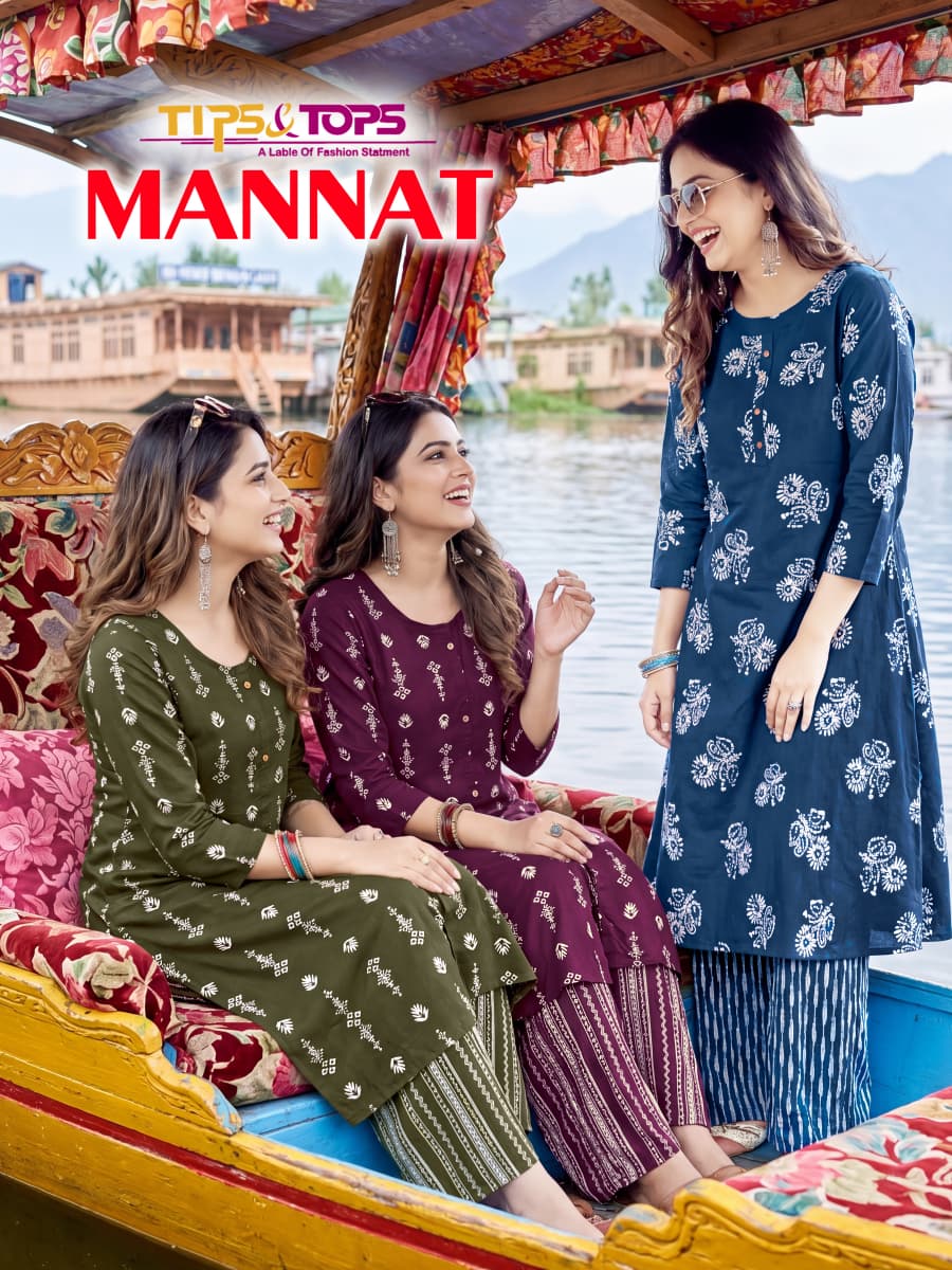 Tips And Tops Mannat Printed Kurti With Bottom Collection