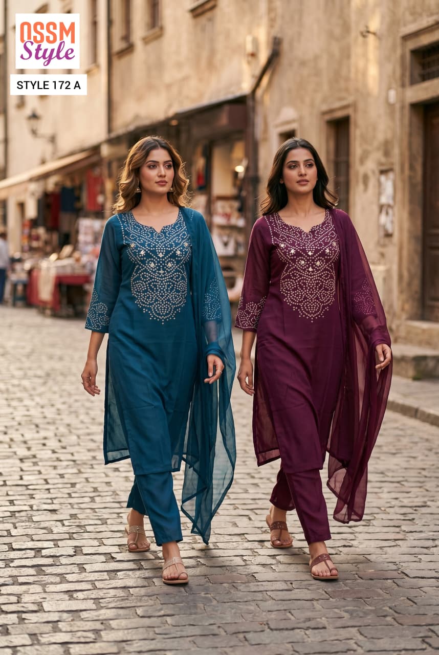 Ossm Style 172 Printed Kurti With Bottom Dupatta Collection