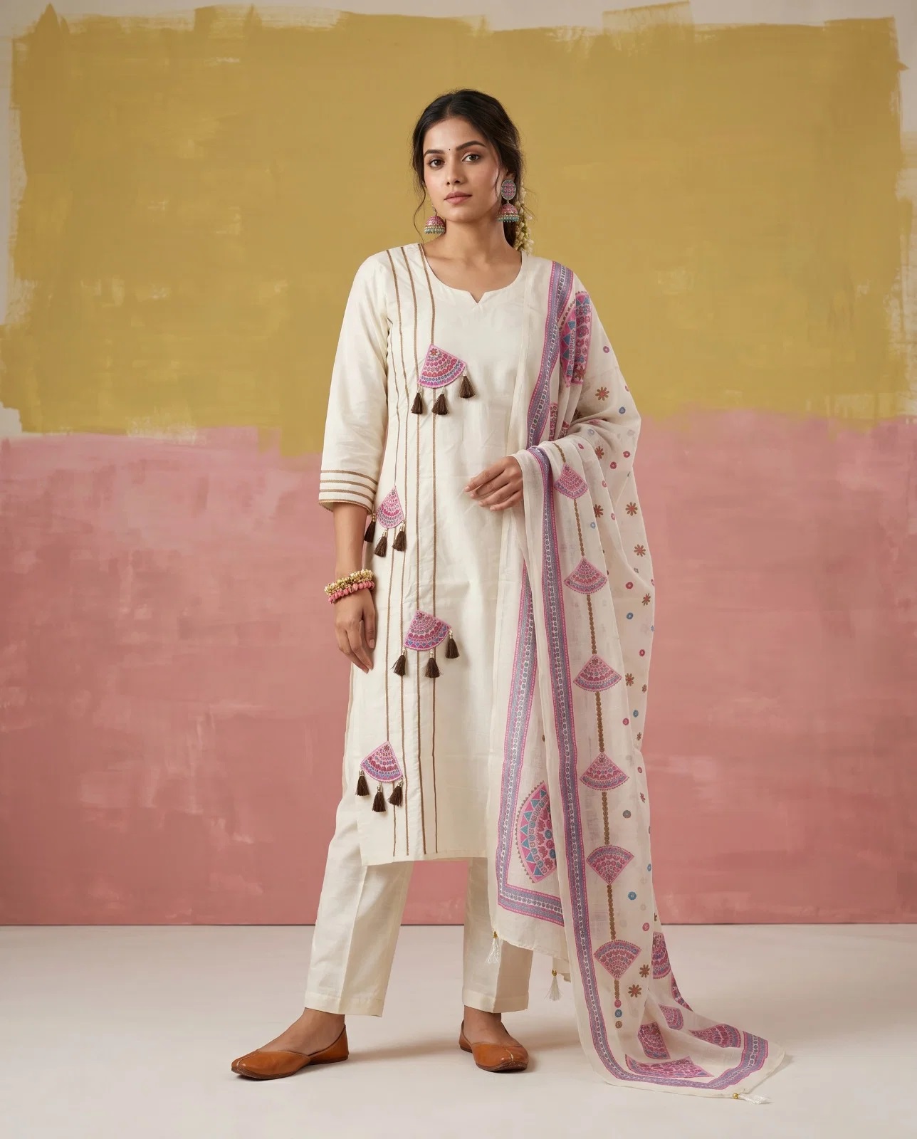 Nisha 1029 Festive Wear Cotton Kurti With Bottom Dupatta