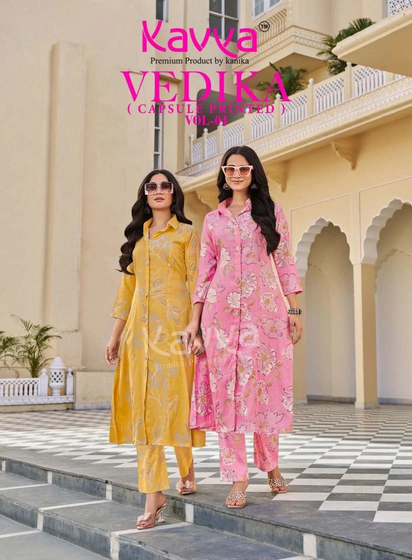 Kavya Vedika Vol 04 Foil Printed Kurti With Bottom Collection