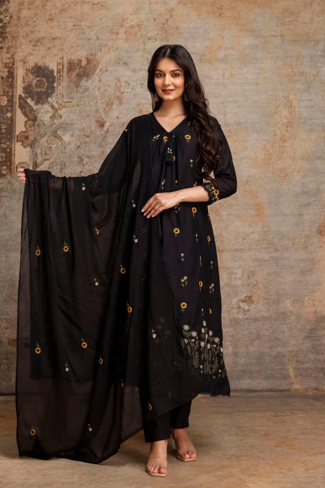 Nisha K 1057 Mul Cotton Kurti With Bottom Dupatta