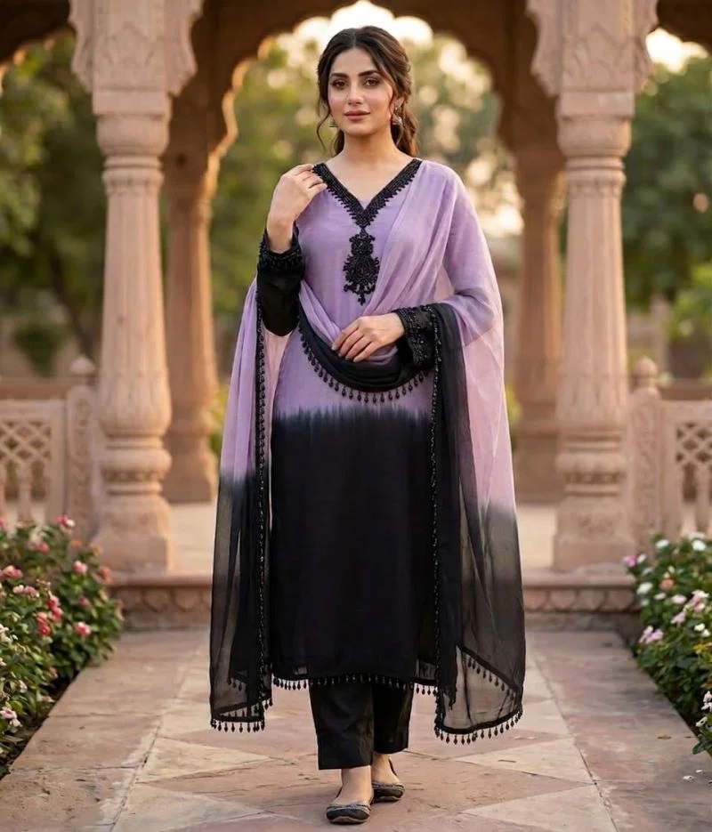 Khas 57 Natural Crepe Embroidery Kurti Bottom With Dupatta