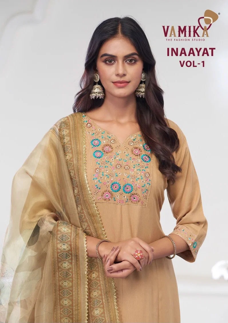 Vamika Inayat Vol 1 Embroidery Work Kurti Bottom With Dupatta