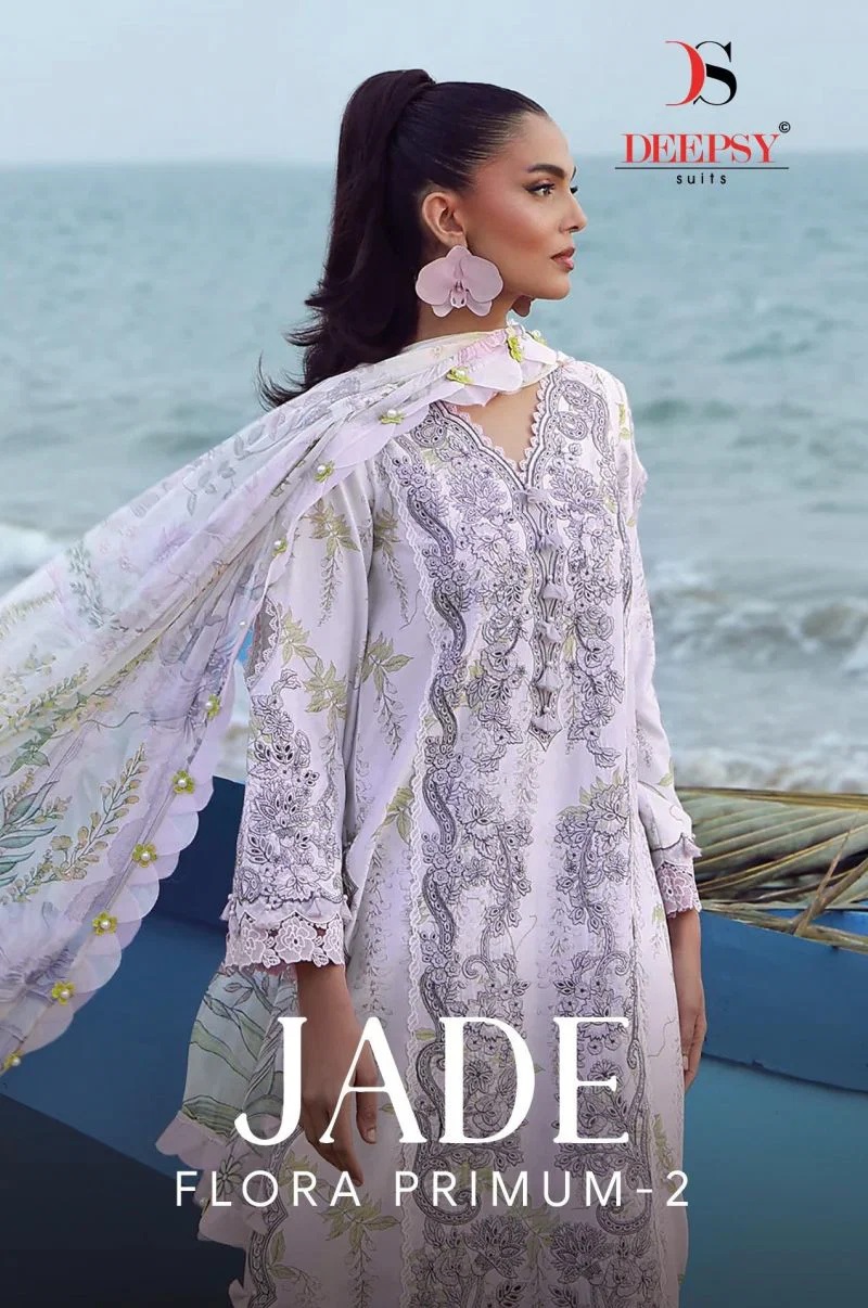 Deepsy Jade Flora Premium Vol 2 Cotton Pakistani Suits Chiffon Dupatta