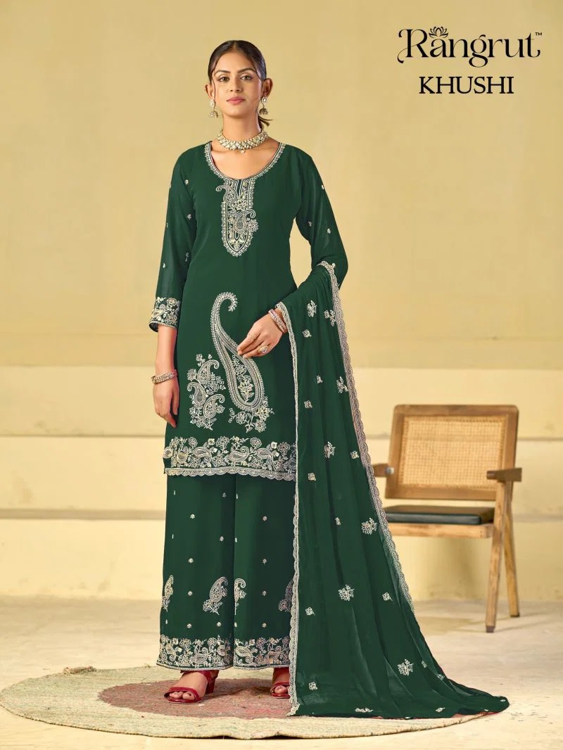 Rangrut Khushi Georgette Readymade Embroidery Salwar Palazzo With Dupatta