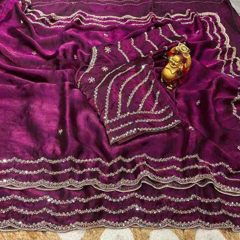 Priya Space Silk Beeds Work Designer Saree Collection