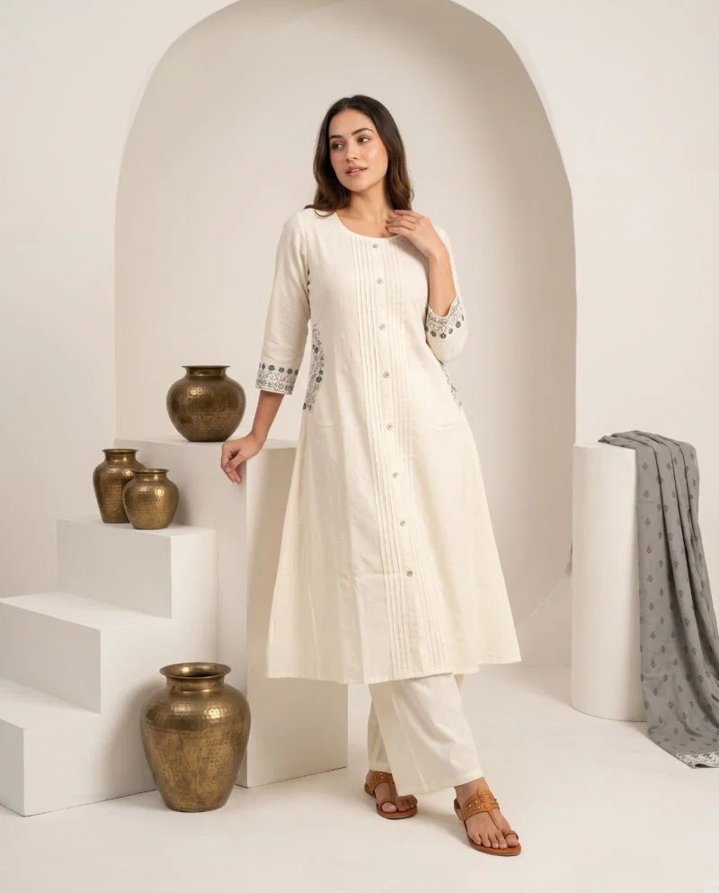Nisha K 1077 Viscose Butti Work Daily Wear Kurti With Bottom