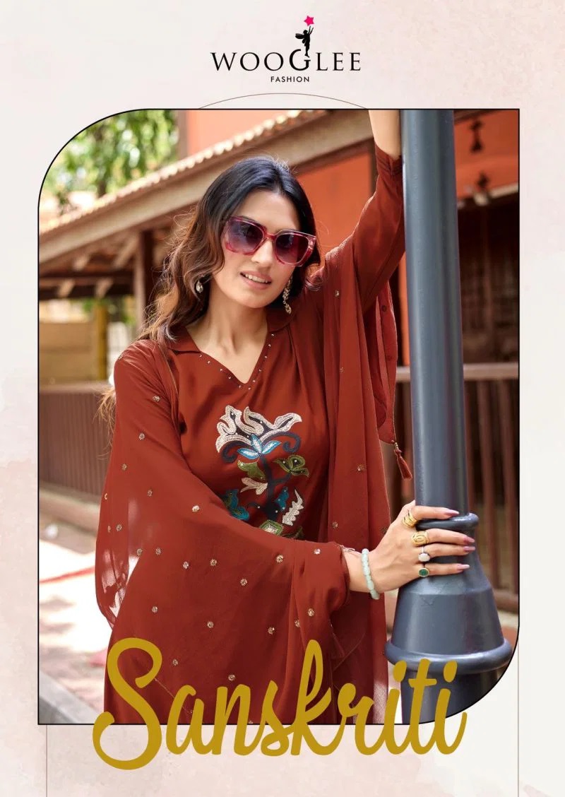 Wooglee Sanskriti Handwork Kurti With Bottom Dupatta